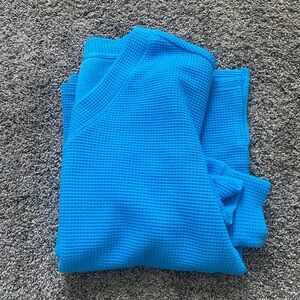 Aerie Blue Crewneck Sweater with Textured Knit